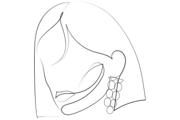 Stylized Illustration of a Heart-Shaped Object with a Vine-Like Design