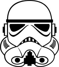 Stylish Black and White Illustration of a Stormtrooper Helmet