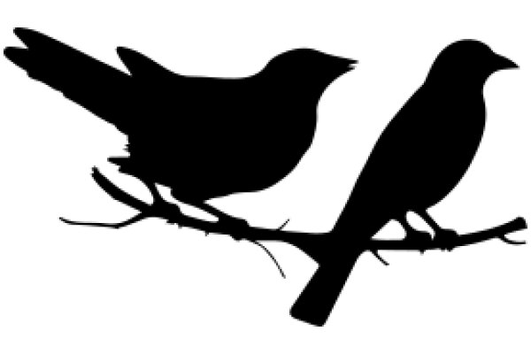 Silhouette of Two Birds Perched on a Branch