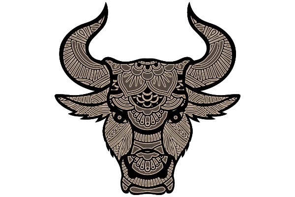 Stylized Bull Head with Intricate Designs