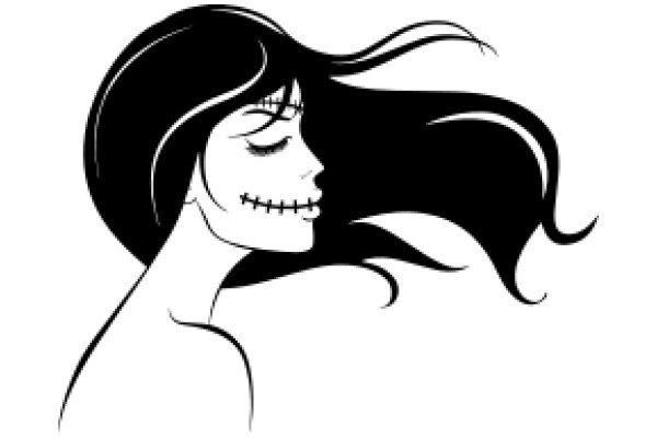 Stylized Portrait of a Woman with a Skeletal Mask