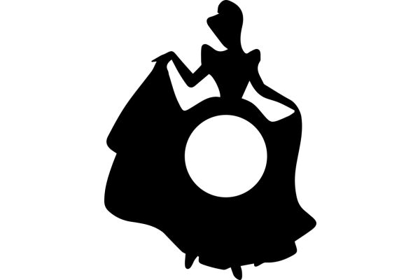 Silhouette of a Woman in a Dress with a Round Object