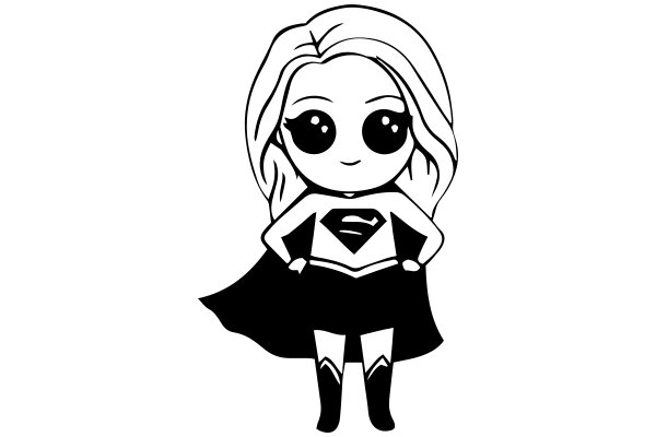 Stylized Cartoon of a Female Character with Superhero Attire