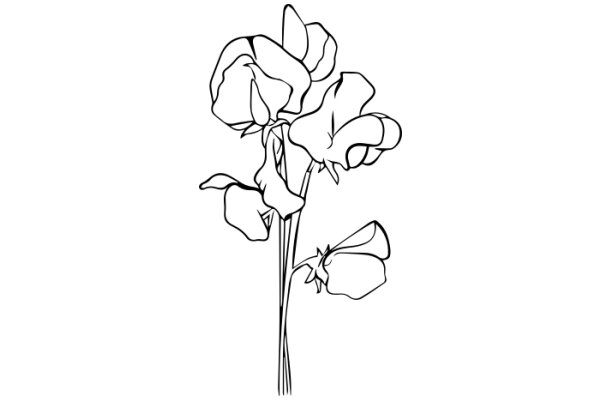 Line Drawing of a Flowering Plant