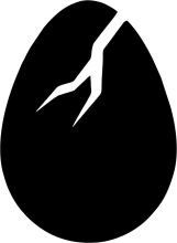 A Simple, Black and White Illustration of an Egg with a Crack