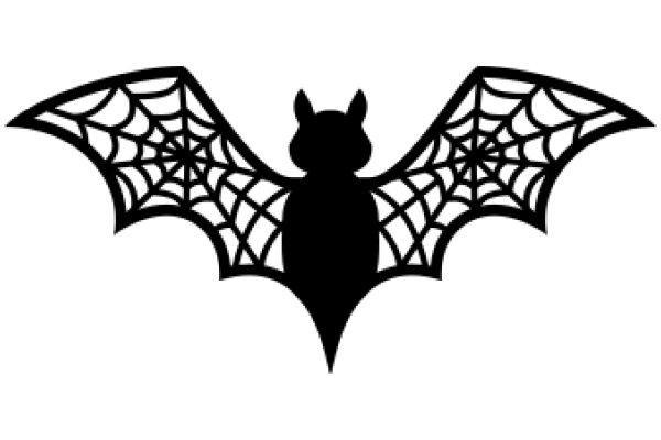 Silhouette of a Bat with Spider Webs