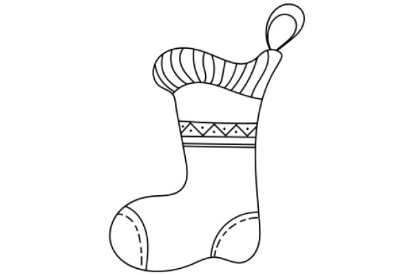 A Simple Line Drawing of a Stocking with a Cuff