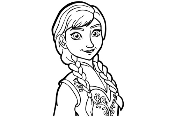 Stylized Illustration of a Female Character with Blonde Hair and Braids