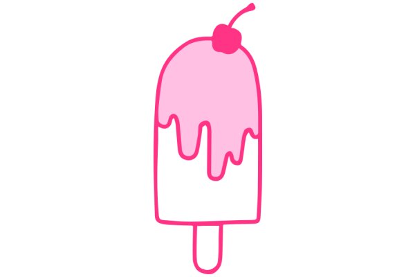 A Delightful Pink Ice Cream Pop with a Cherry Top