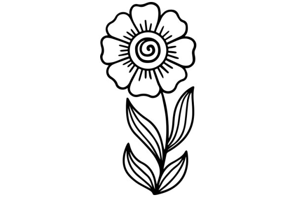 Stylized Flower with Leaf