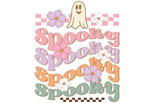 Spooky Halloween Greeting with Ghost and Flowers