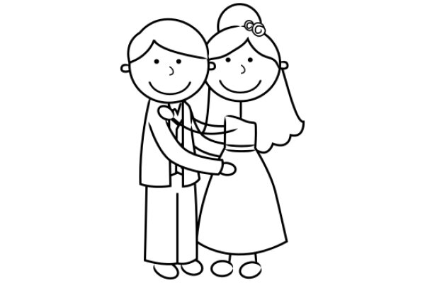 A Heartwarming Embrace: A Cartoon Couple Sharing a Moment of Joy