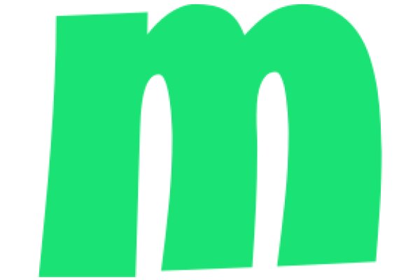 Vibrant Green Letter 'M' on a White Background