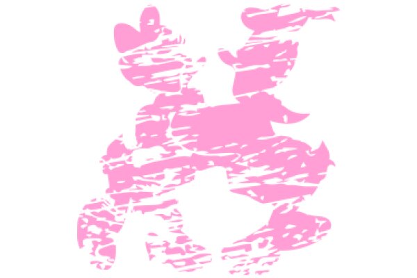 Stylized Pink Character with Abstract Design