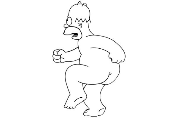 Simpsons Character Homer Simpson in a Line Drawing