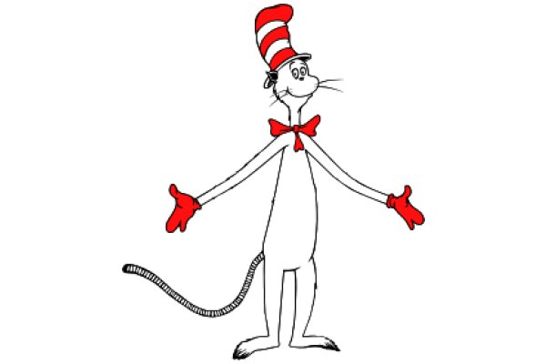 Whimsical Adventure: A Cartoon Cat in a Cat-themed Hat and Shoes