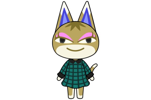 A Cute Cartoon Cat with a Playful Expression and a Stylish Outfit