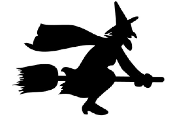 Silhouette of a Witch Riding a Broomstick