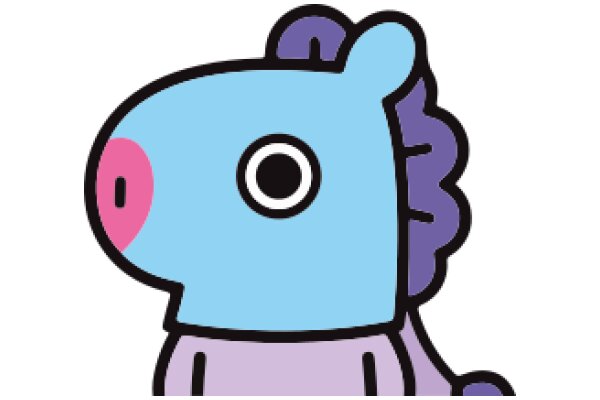 A Friendly Cartoon Character with a Pink Nose and Purple Hair