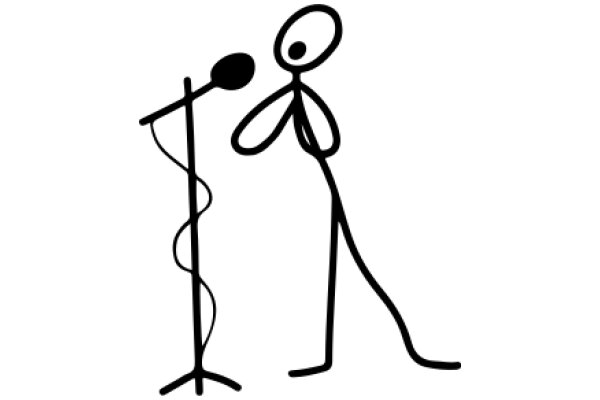 A Silhouette of a Microphone and a Person, Both in