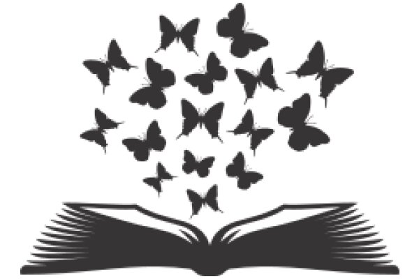 A Symphony of Silhouettes: A Collection of Black Butterflies and an Open Book