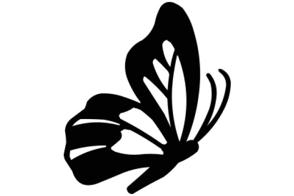 Stylized Black Silhouette of a Butterfly