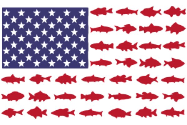 United States Flag with a Pattern of Red Fish