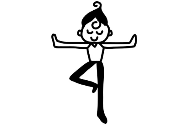 A Whimsical Line Drawing of a Person in a Yoga Pose