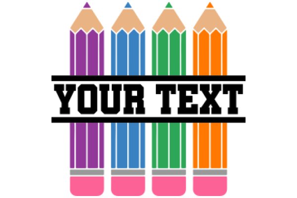 Colorful Pencils with the Text 'YOUR TEXT' Superimposed