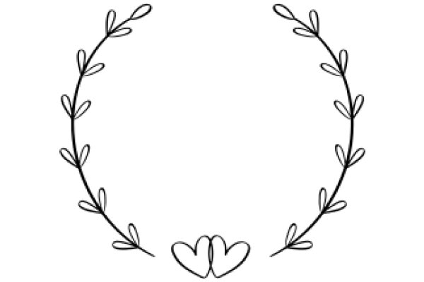 A Simple, Line Drawing of a Heart and a Wreath