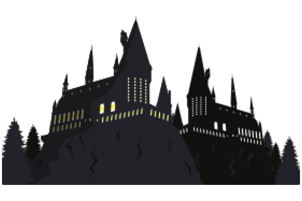 Silhouette of a Castle and Forest