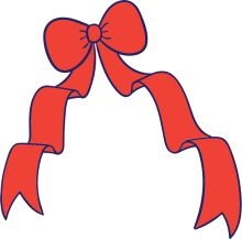 Vivid Red Bow with Blue Outline