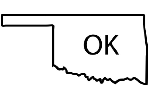 Simplified Map of Oklahoma with the Word 'OK' in the Center