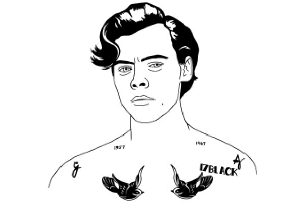 A Portrait of a Man with a Tattoo and a Bird