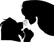 A Silhouette of a Cat and a Dog in a Playful Embrace