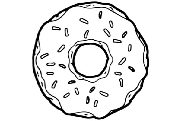 Simplistic Line Drawing of a Donut