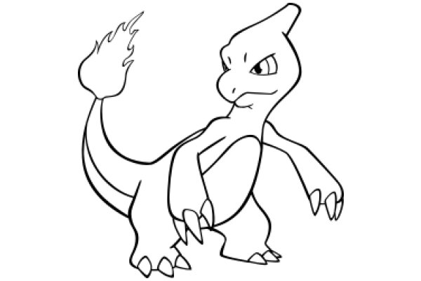 A Whimsical Drawing of a Pokémon-like Creature with a Flame Tail