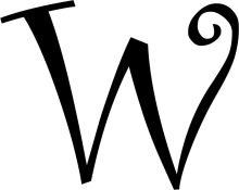 Stylized Letter 'W' with a Swirl Design