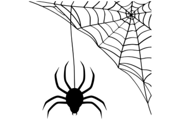 A Silhouette of a Spider's Web with a Spider and a Kite