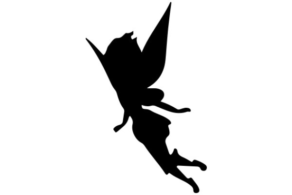 Silhouette of a Fantasy Creature: A Black Fairy in Flight