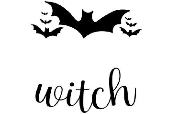 Witch's Bat Silhouette with the Word 'Witch' Below