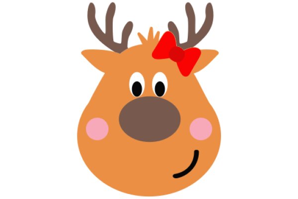 A Playful Cartoon of a Deer with a Bow on Its Head