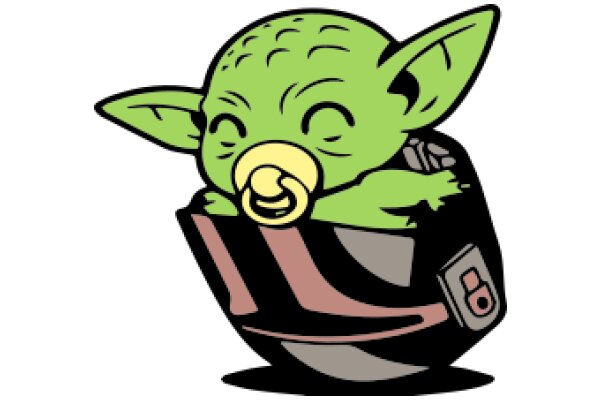 A Cute Cartoon of a Baby Yoda with a Pacifier