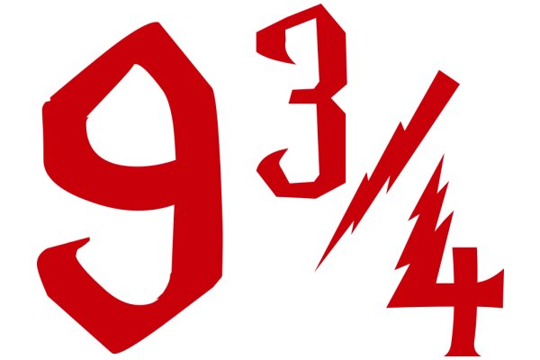 Digital Art: A Red and White Illustration of the Number 9 with a Lightning Bolt Design