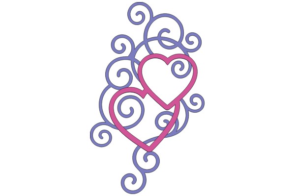 Stylized Heart Design with Purple and Pink Swirls