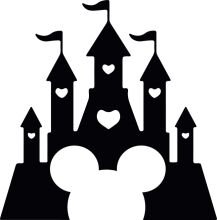 Silhouette of a Disney Castle and Mickey Mouse Ears