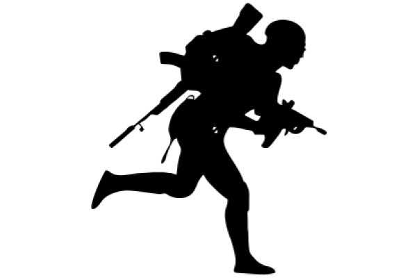 Silhouette of a Person Running on a White Background