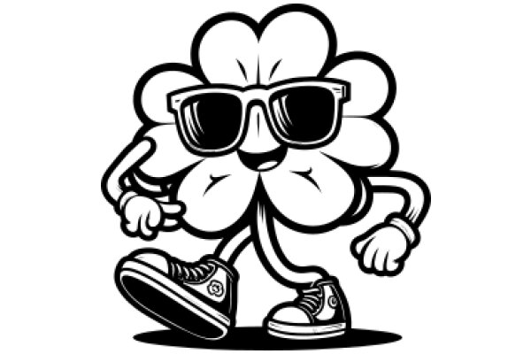 Stylish Flower Character with Sunglasses and Sneakers