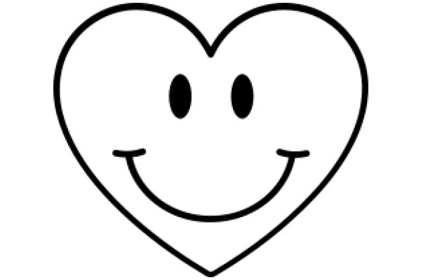 Simplistic Line Art of a Smiling Heart Emoji