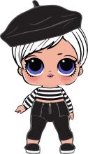 Stylish Cartoon Character with a Chic Hat and Striped Shirt